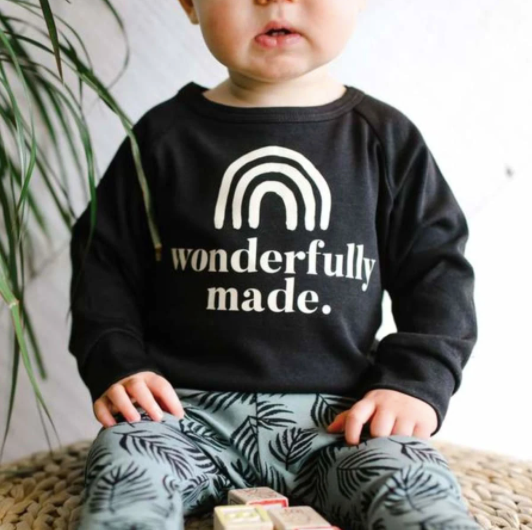 Bamboo/Cotton 'Wonderfully Made' Pullover | Black