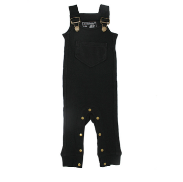 Organic Footless Ribbed Overall in Black