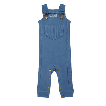 Organic Footless Ribbed Overall in Sky