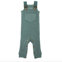Organic Footless Ribbed Overall in Jade