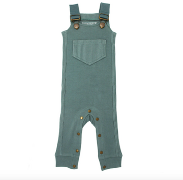 Organic Footless Ribbed Overall in Jade