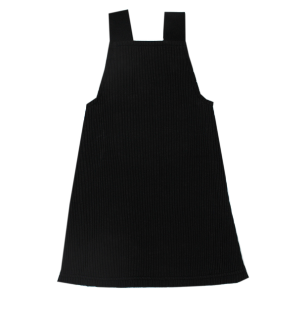 Organic Ribbed Tank Dress in Black