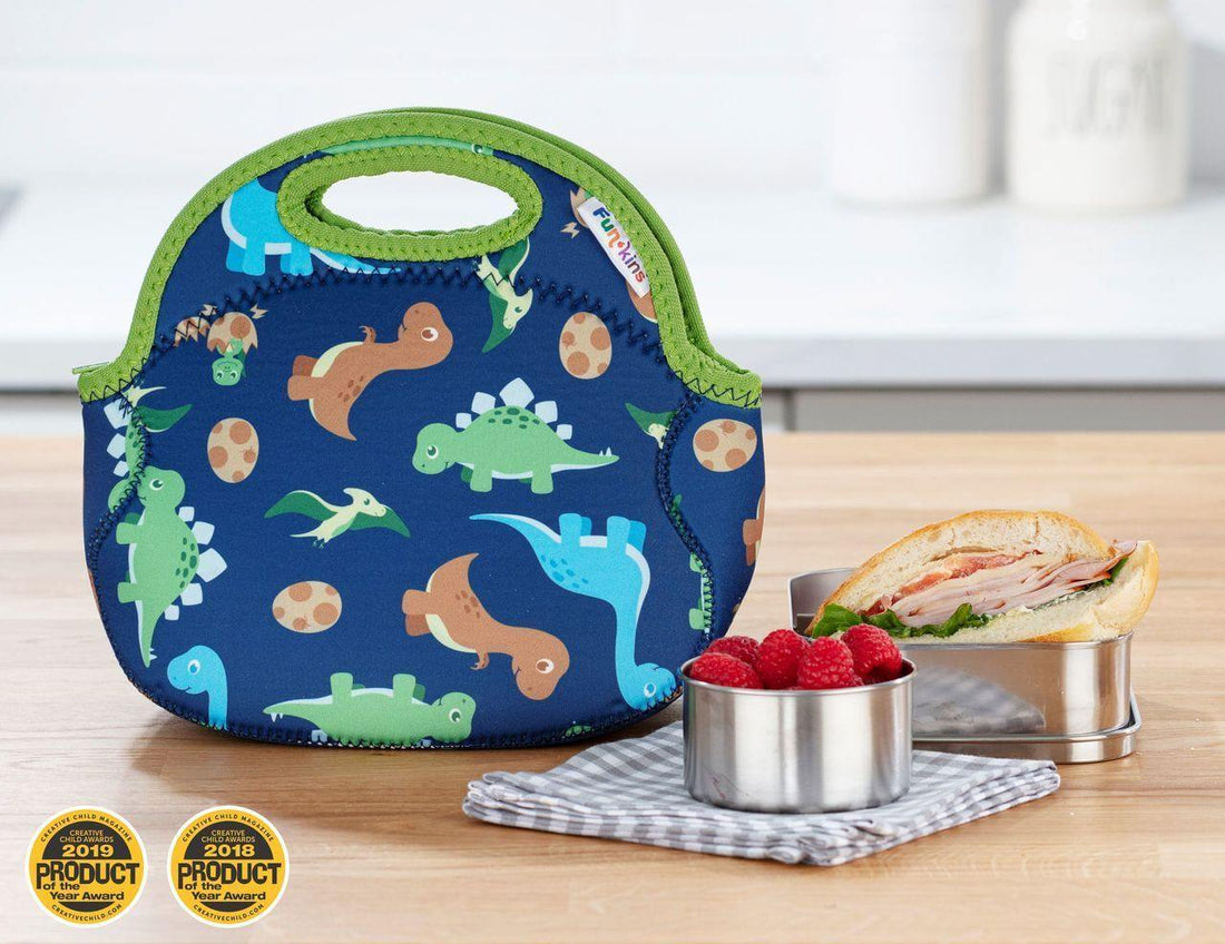 Small Machine Washable Lunch Bag - Navy Dinos