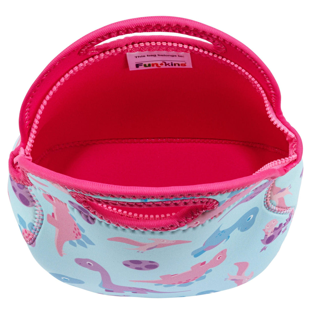 Small Machine Washable Lunch Bag - Pink Dinos
