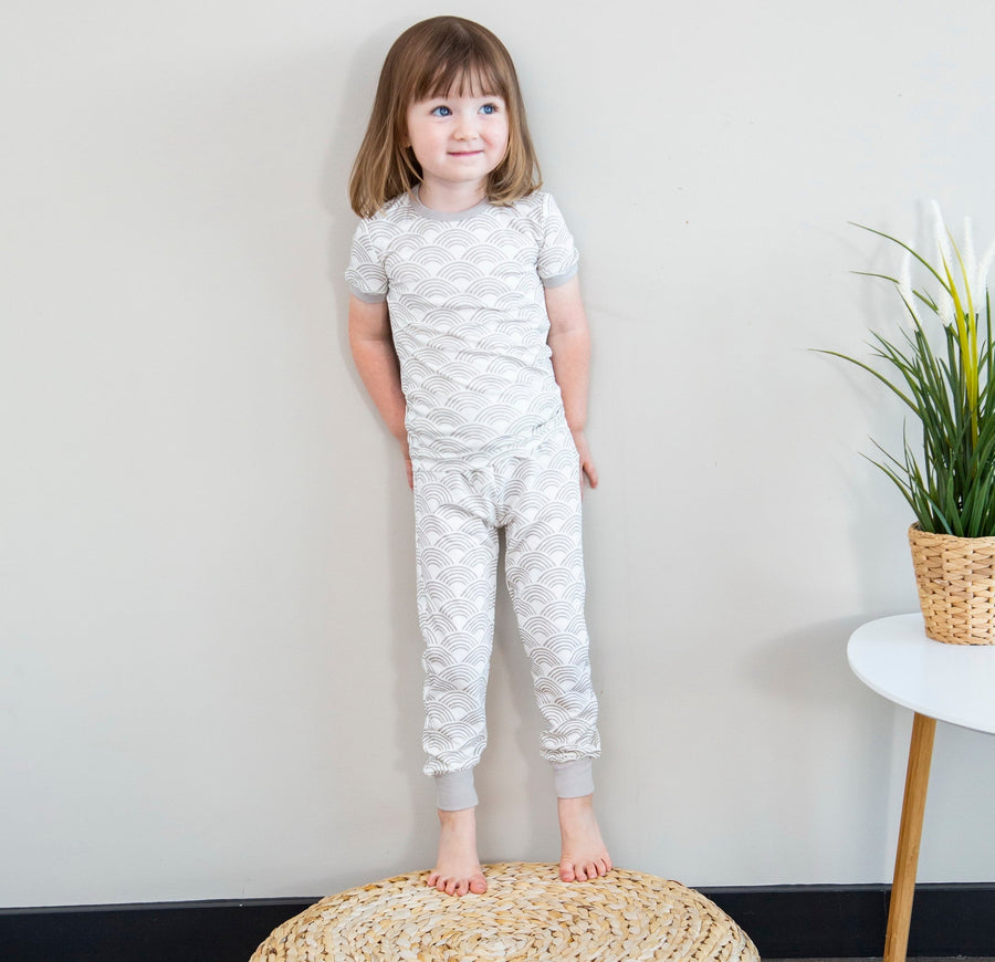 Bamboo Short Sleeve Pajama Set (Wobbly Wave Print)