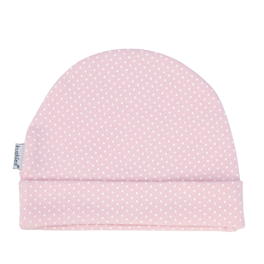 Baby Cap - Pink with White Polka Dots