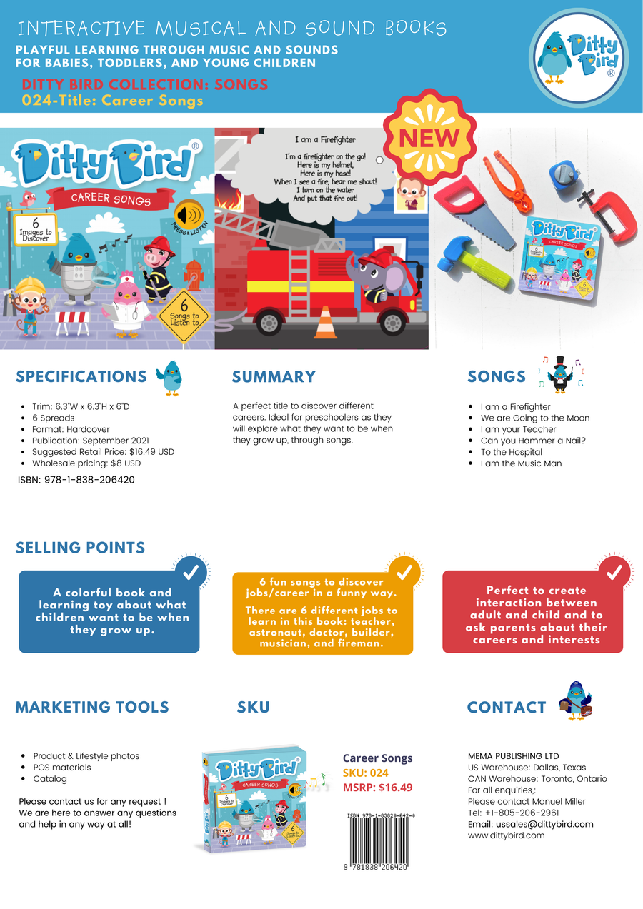 Ditty Bird Baby Sound Book: Career songs