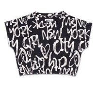 Black knit printed t-shirt One day in NYC
