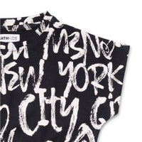 Black knit printed t-shirt One day in NYC