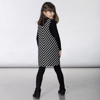 STRIPED OVERALL JUMPER DRESS WITH SHERPA POCKETS