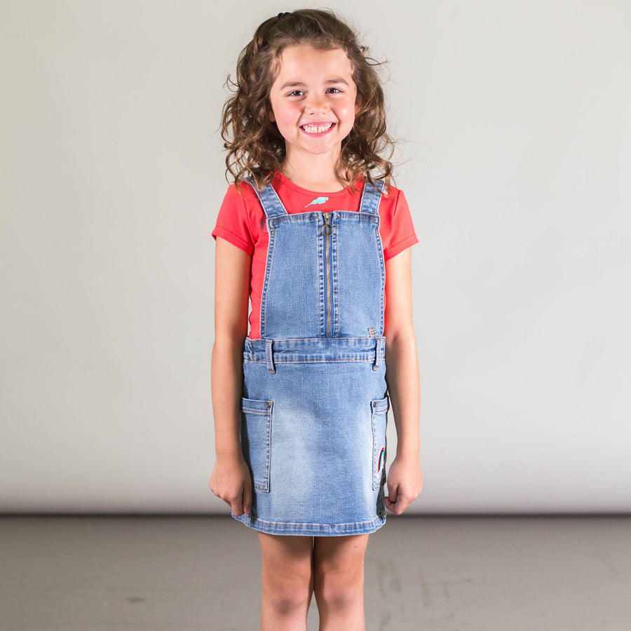 DENIM JUMPER WITH RAINBOW EMBROIDERY, GIRL