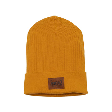 CUFFED RIBBED KNIT HAT IN YELLOW