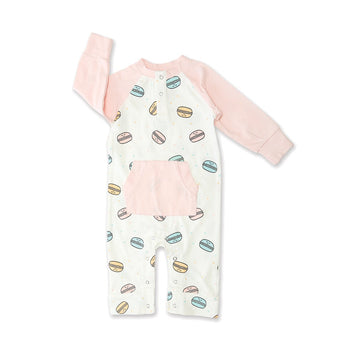 Organic Cotton Long Sleeve Romper (Petite Macaron Print)