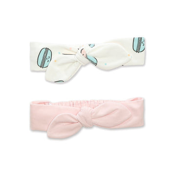 Organic Cotton Headbands 2 pack (Ballet/Petite Macaron Print)