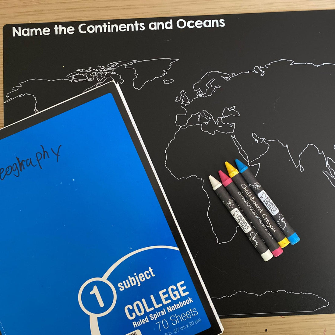 Chalkboard Continents & Oceans Placemat