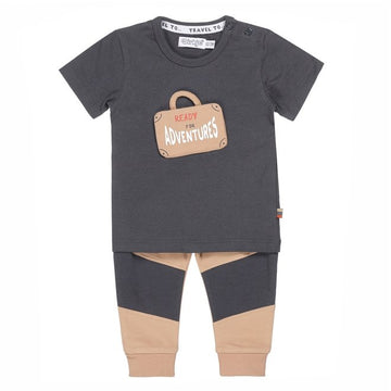 baby set T-shirt with trousers dark grey beige