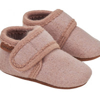 WOOL BABY SLIPPERS BARK PINK