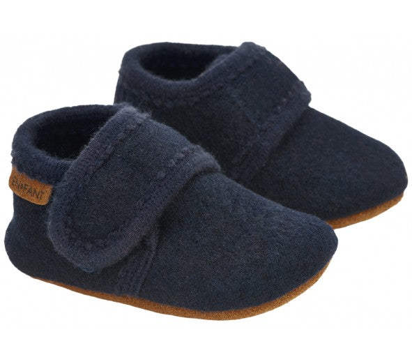 WOOL BABY SLIPPERS NAVY