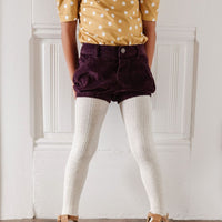 HEATHERED IVORY CABLE KNIT TIGHTS