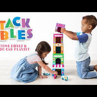 stackables nested cardboard toys and cars set - rainbow town