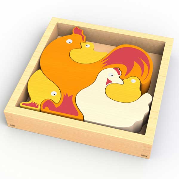CHICKEN FAMILY PUZZLE & PLAYSET
