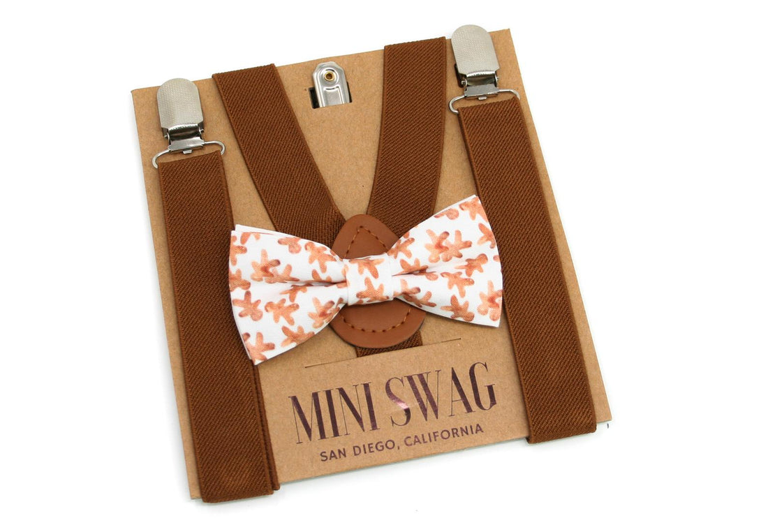 Gingerbread Bow Tie & Brown Suspenders
