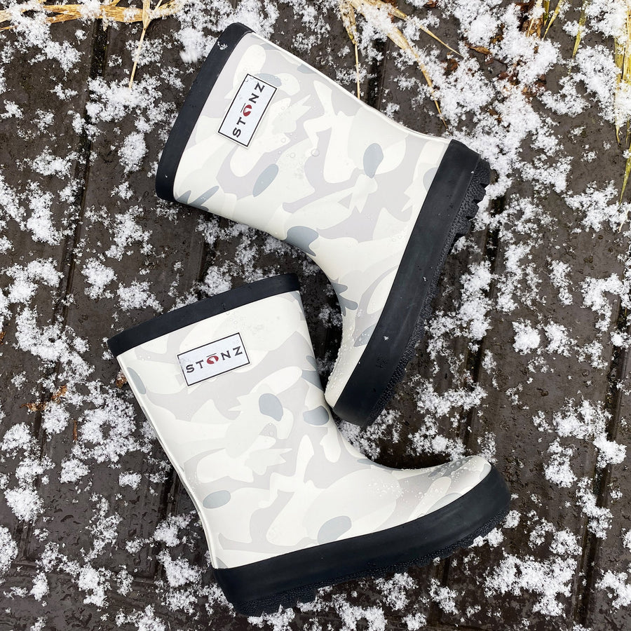 Rain Boots - Camo Print - White/Light grey