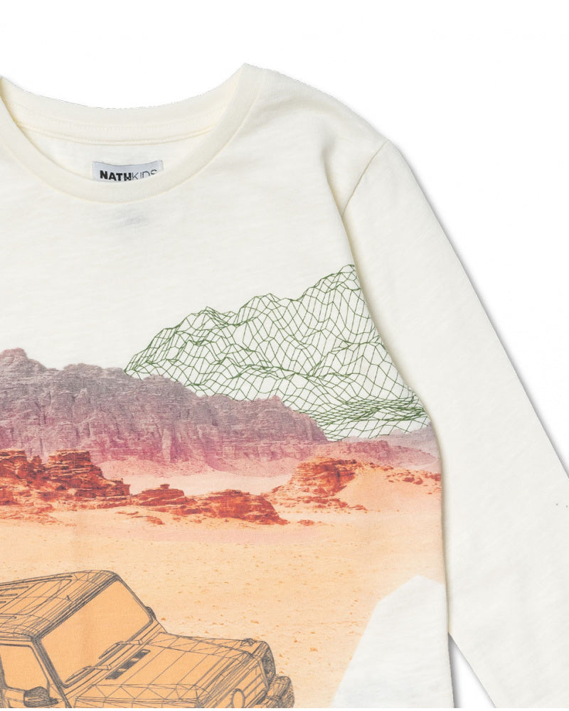 Long white knit t-shirt Desert trail