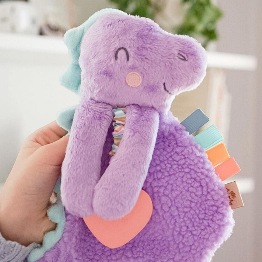 Itzy Lovey Plush with Silicone Teether Toy | Dempsey the Dino