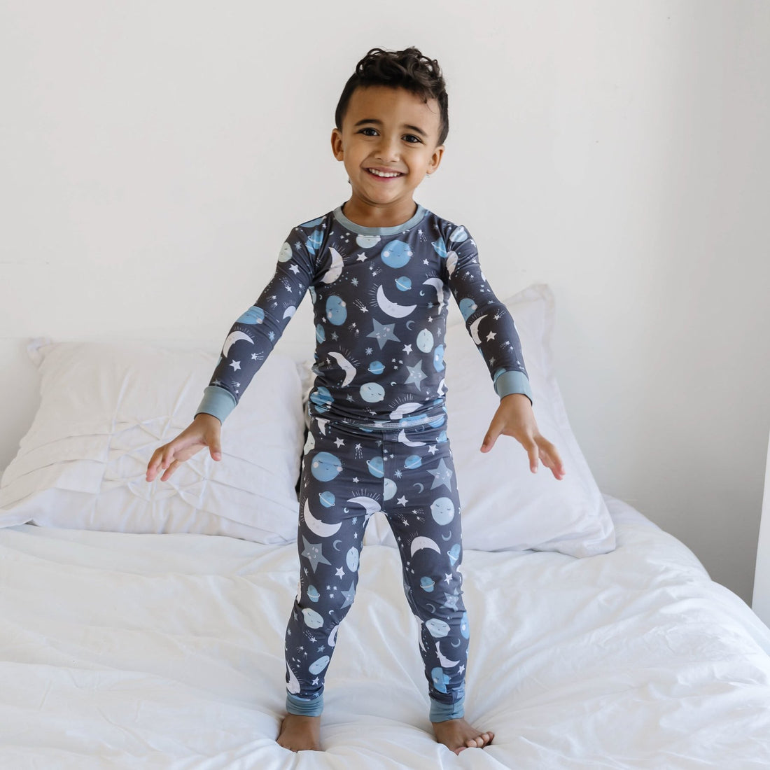 Blue To the Moon & Back Two-Piece Bamboo Viscose Pajama Set