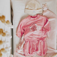 PINK CREWNECK IN FRENCH COTTON TERRY, NEWBORN