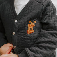 CHARCOAL QUILTED CARDIGAN, CHILD