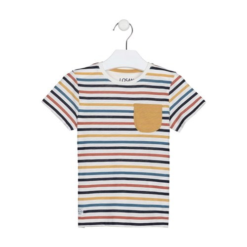 Short Sleeve T-Shirt with Stripes and Pocket, Child