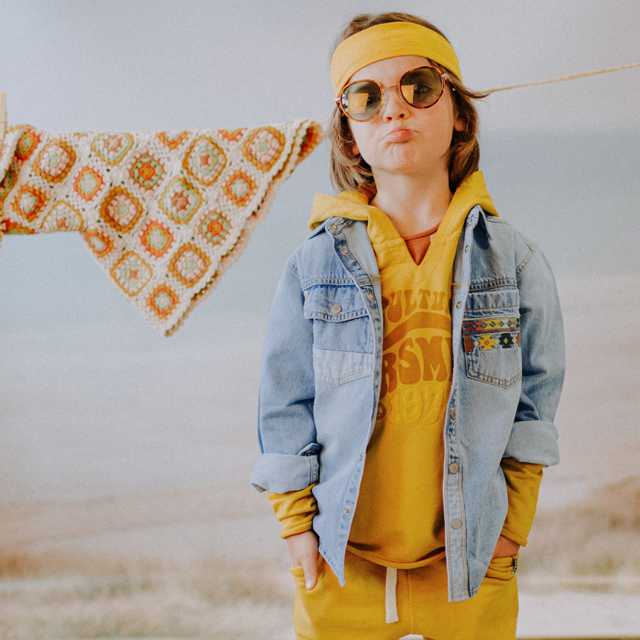 MUSTARD PANT RELAXED FIT IN FRENCH TERRY, CHILD