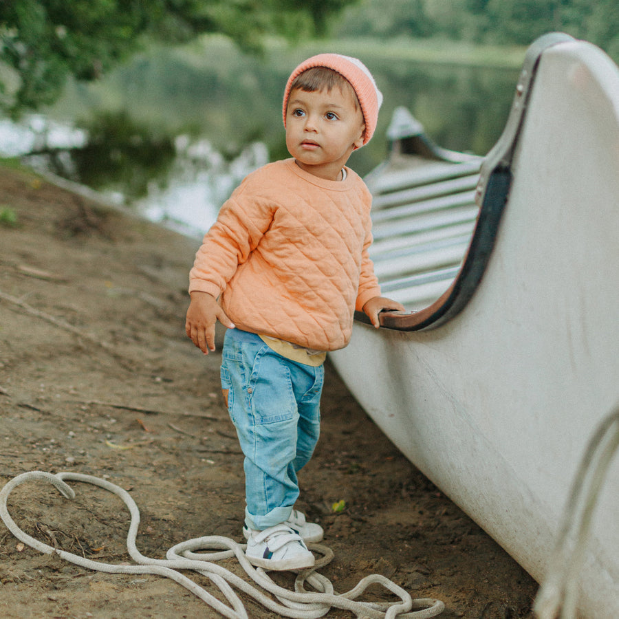 ORANGE SWEATER IN QUILTED JERSEY, BABY