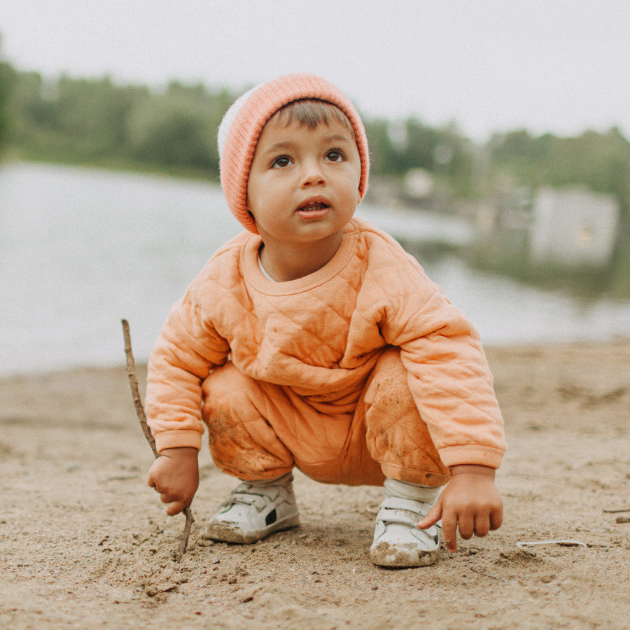 ORANGE SWEATER IN QUILTED JERSEY, BABY