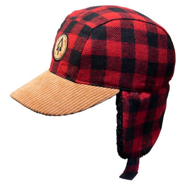 Winter Plaid Ball Hat - Red