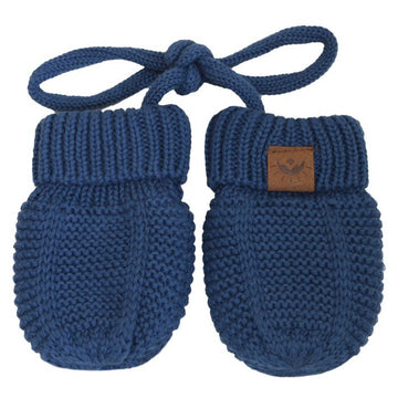 Cotton Knit Baby Mittens - Denim Blue