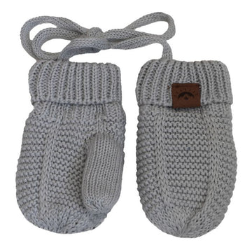 Cotton Knit Baby Mittens - Light Grey