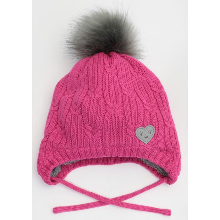 Girls Knit Faux Fur Pompom Teddy Lined Hat (Multiple Colors)