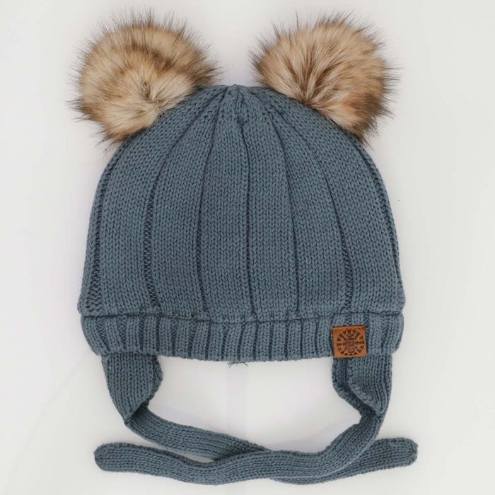 Cotton Knit Pom Pom Hat (Multiple Colors)