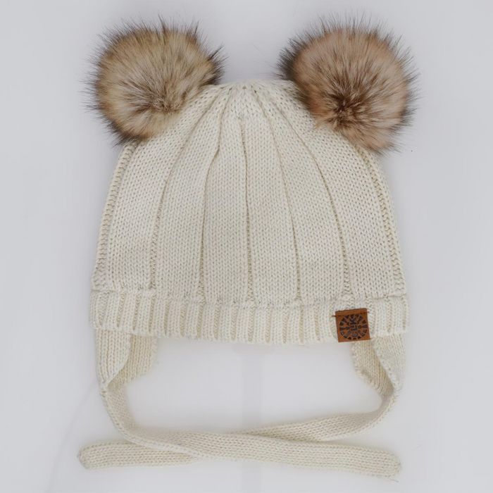 Cotton Knit Pom Pom Hat (Multiple Colors)