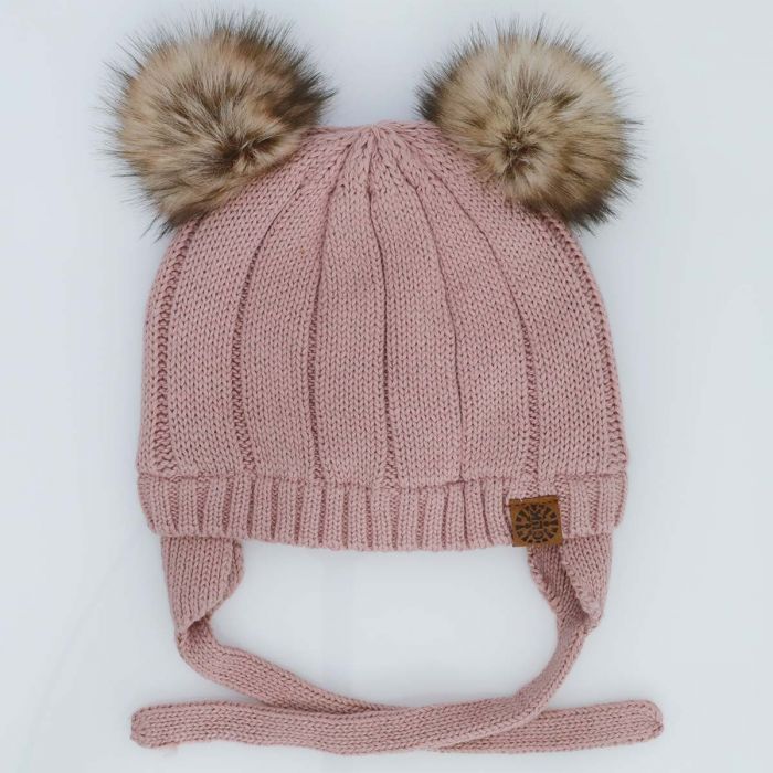 Cotton Knit Pom Pom Hat (Multiple Colors)