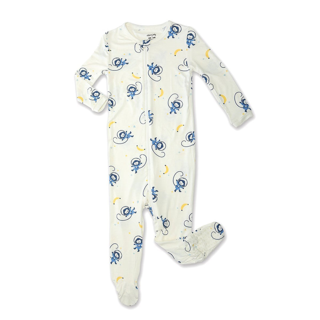 Bamboo Zip-up Footed Sleeper (Space Monkey Print)